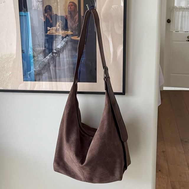 Faux Suede Shoulder Bag