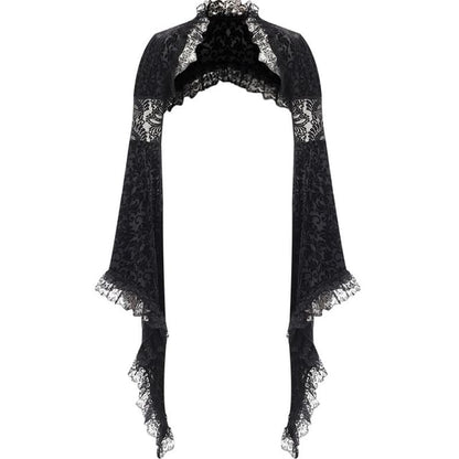 Halter Plain Cutout Slit Velvet Midi Qipao / Lace Bolero Jacket