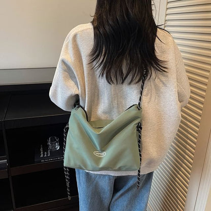 Plain Drawstring Fabric Crossbody Shoulder Bag