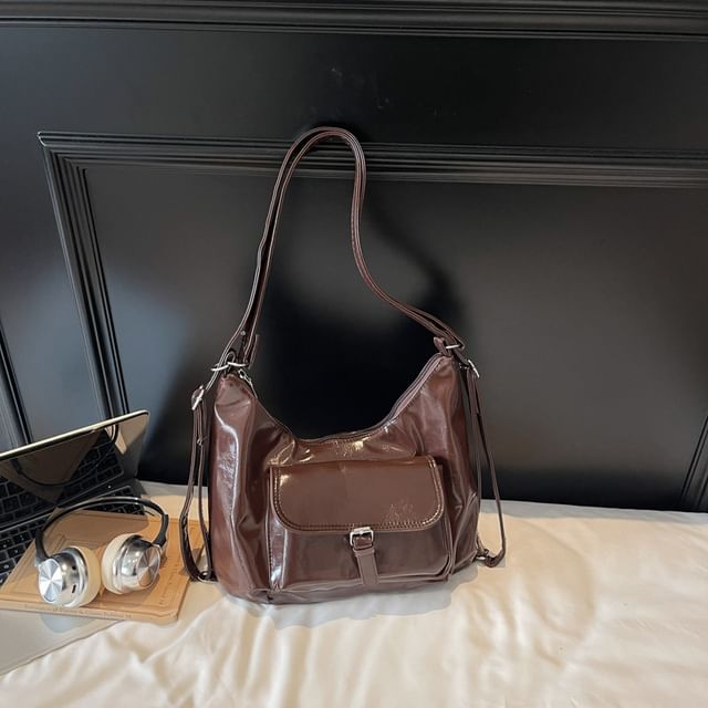 Flap Pocket Buckled Shoulder Bag