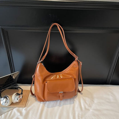 Flap Pocket Buckled Shoulder Bag