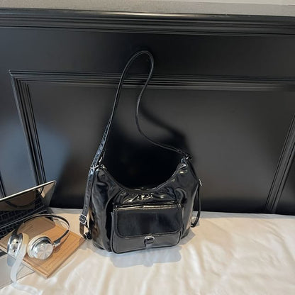 Flap Pocket Buckled Shoulder Bag