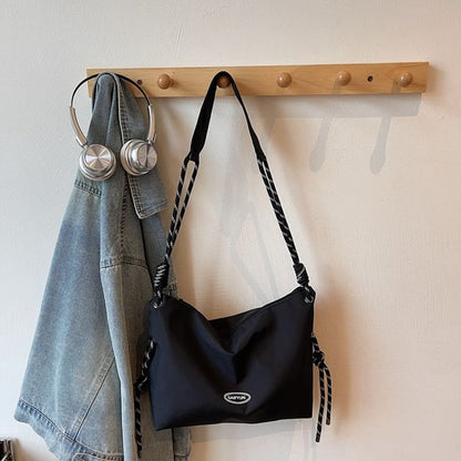 Plain Drawstring Fabric Crossbody Shoulder Bag