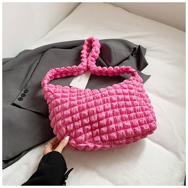 Plain Ruched Fabric Crossbody Shoulder Bag