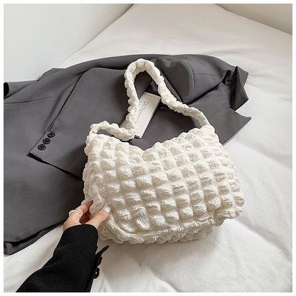 Plain Ruched Fabric Crossbody Shoulder Bag