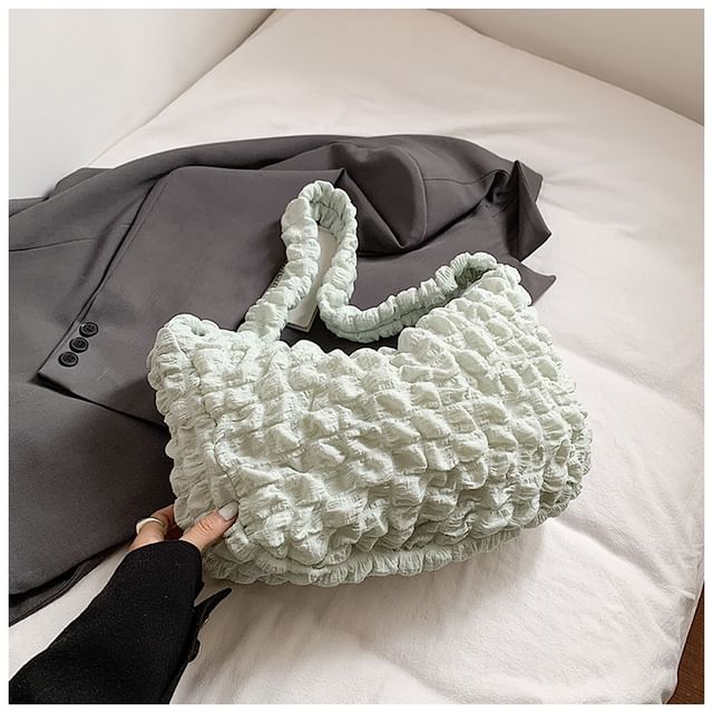 Plain Ruched Fabric Crossbody Shoulder Bag