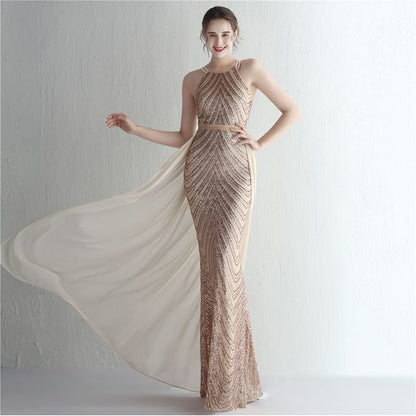 Sequin Sheath Spaghetti Evening Gown Strap
