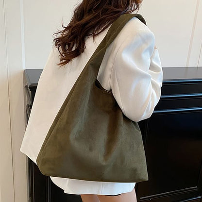 Faux Leather Plain Shoulder Bag With Pouch