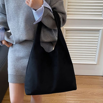 Faux Leather Plain Shoulder Bag With Pouch