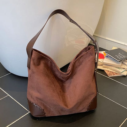 Faux Leather Plain Shoulder Bag