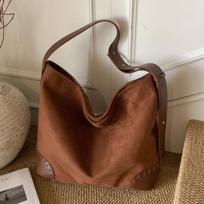 Faux Leather Plain Shoulder Bag