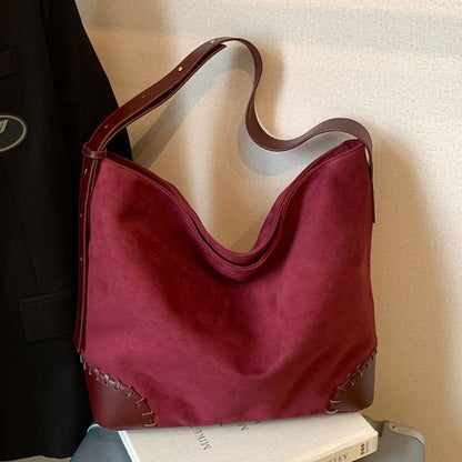Faux Leather Plain Shoulder Bag