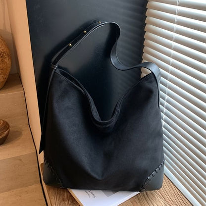 Faux Leather Plain Shoulder Bag