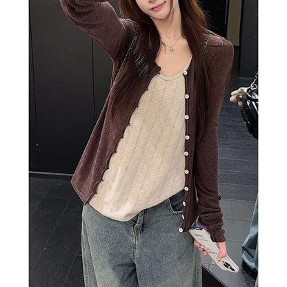 Scoop Neck Solid Tank Top or Cardigan Layering Piece
