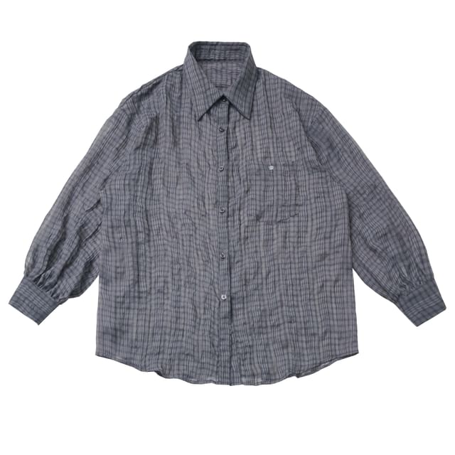 Button Front Plaid Shirt in Assorted Styles