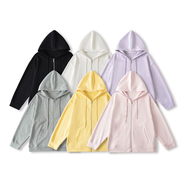 Plain Zip-Up Hoodie