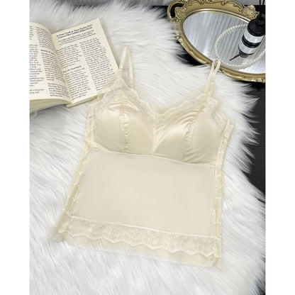 Lace-Trim Padded Slim-Fit Solid Cami Top
