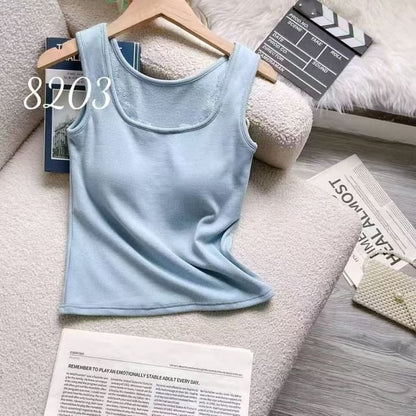 Square-Neck Ribbed Lace-Trim Padded Slim-Fit Tank