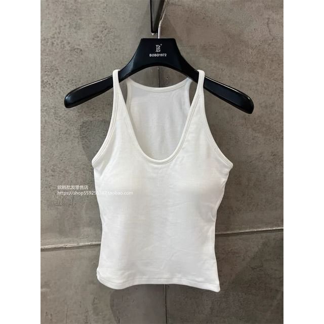 Racerback Halter Padded Slim-Fit Solid Camisole