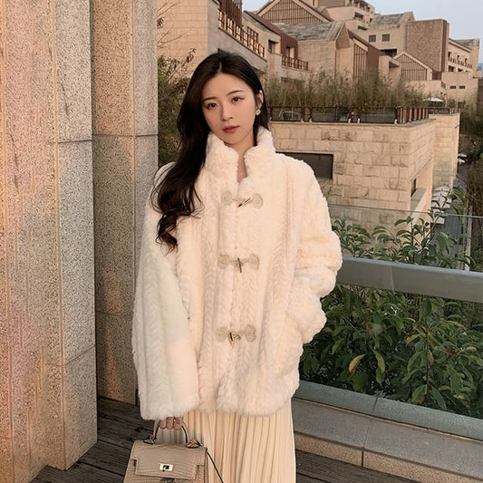 Plain Fluffy Duffle Jacket
