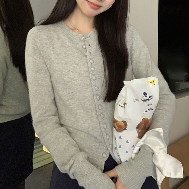 Plain Button-Up Cardigan