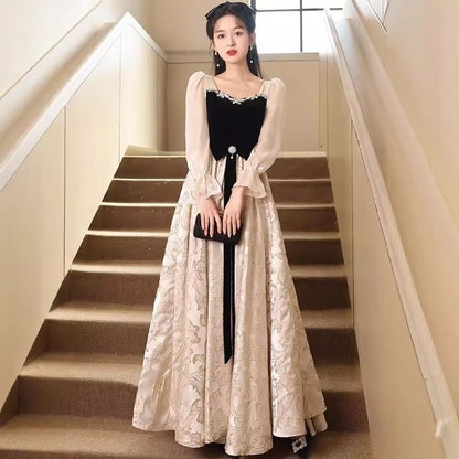 A-Line Long-Sleeve Tone Gown Evening Two