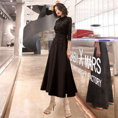 Lace / Gown Dress Evening 3/4-Sleeve A-Line