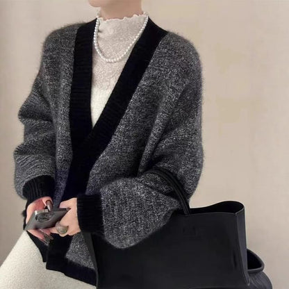 V-Neck Melange Cardigan