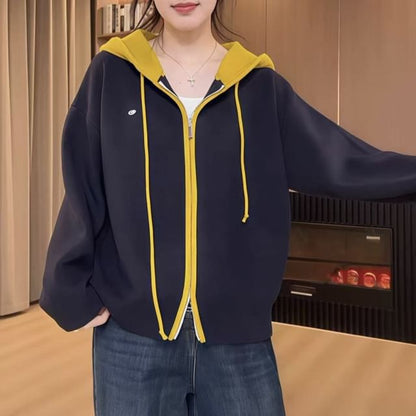 Two Tone Hood Zip Cardigan