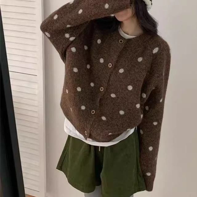 Round Neck Dotted Cardigan