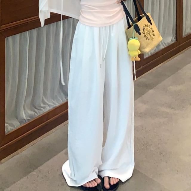 Plain Cami Top / Cardigan / High Waist Wide Leg Pants