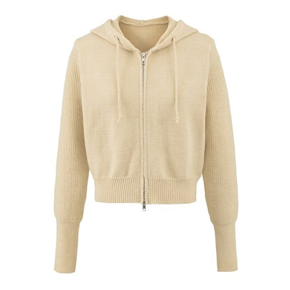 Zip-Up Hoodie with Drawstring and Minimalist Finish