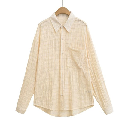 Oversized Plaid Shirt with Pocket Detail and Long Sleeves