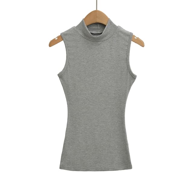 Slim-Fit Tank Top with Mock Neckline and Clean Finish