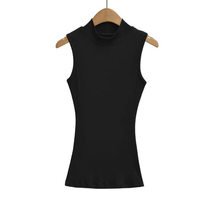 Slim-Fit Tank Top with Mock Neckline and Clean Finish