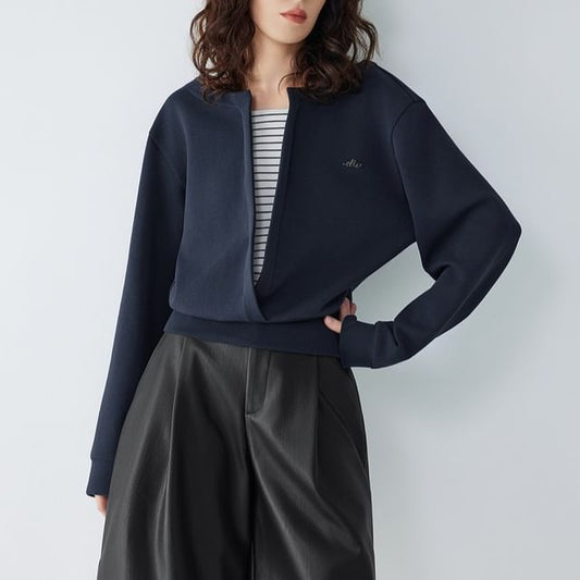 Mock Two-Piece Sweatshirt with Striped Panel Detail