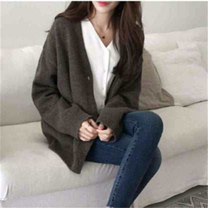 V-Neck Plain Cardigan