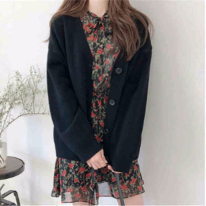 V-Neck Plain Cardigan