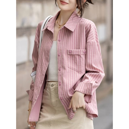 Striped Long-Sleeve Shirt with Pocket Detailing