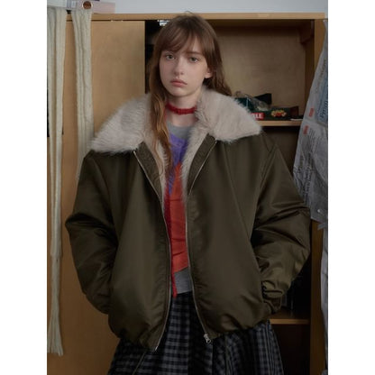 Faux Fur-Trim Padded Jacket