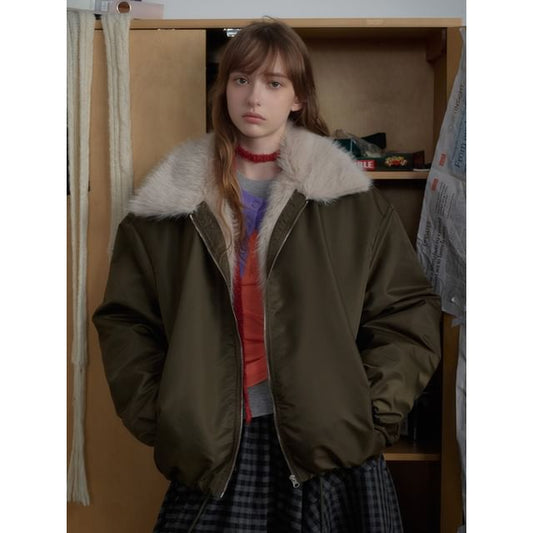 Faux Fur-Trim Padded Jacket