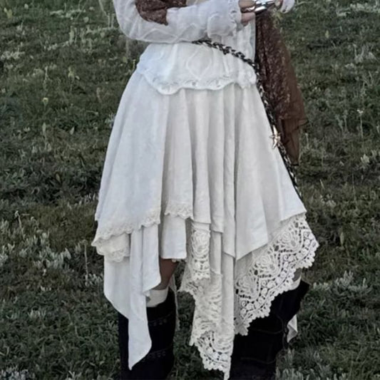 Asymmetrical Skirt with High Waist