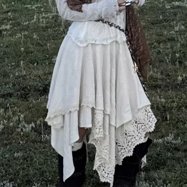 Asymmetrical Skirt with High Waist