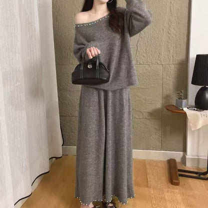 Boatneck Sweater + Midi Skirt Set