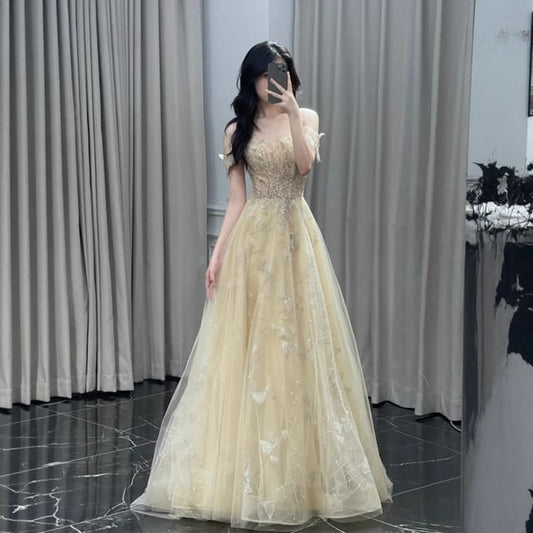 Gown A-Line Off-Shoulder Sequin Evening