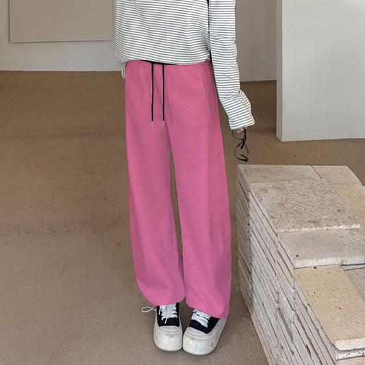 Plus Size Drawstring Waist Two Tone Loose Fit Sweatpants