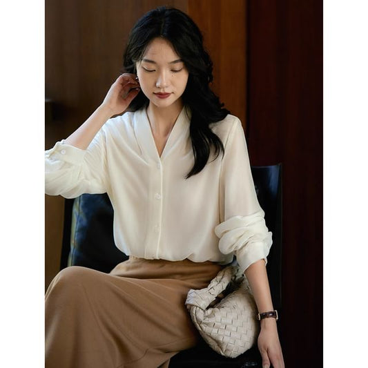 Velvet V-Neck Top with Extended Sleeves