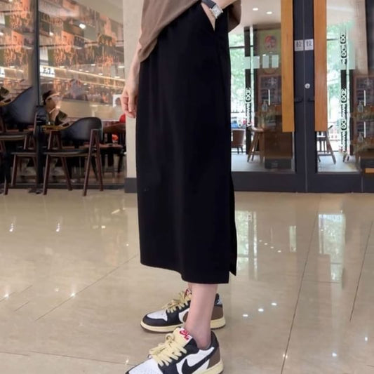 Plain Maxi Skirt with High Rise