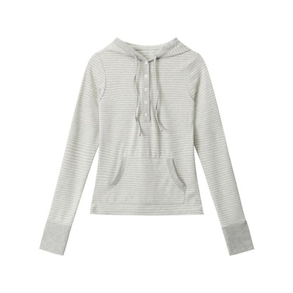 Striped Hooded Tee with Long Sleeves