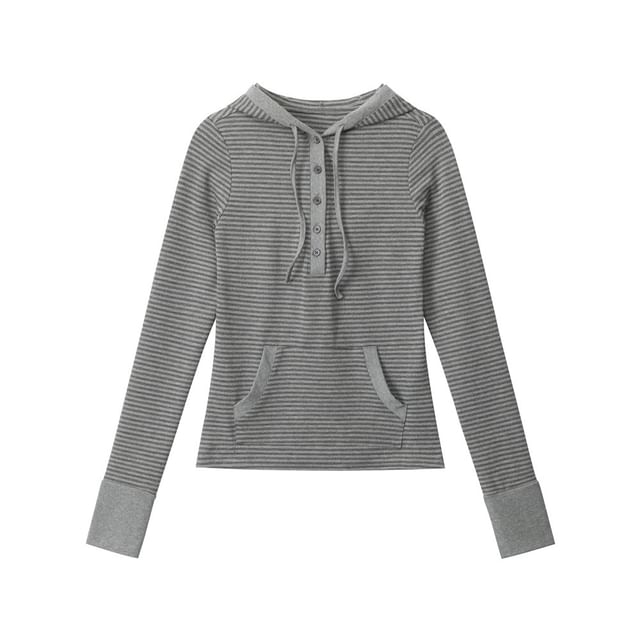 Striped Hooded Tee with Long Sleeves
